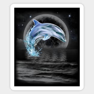 Dolphin Dancing in Moonlight Sticker